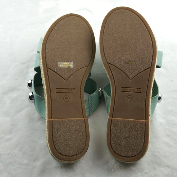 NWOT Marc Fisher Prisca Studded Espadrille Slide Sandals Aqua Blue Size‎ 9M - Picture 7 of 7